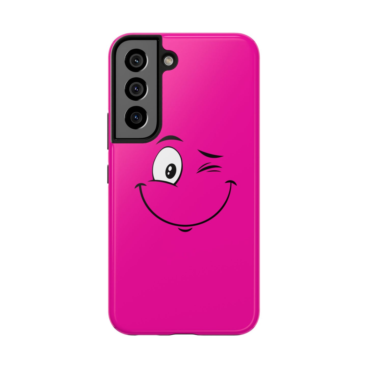 Winking Face Pink Background Cheeky Cartoon Style Tough Phone Case | Funny