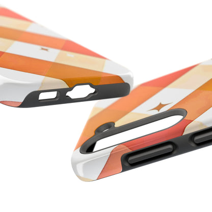 Pastel Orange & Pink Checkered Stars Tough Phone Case | Aesthetic