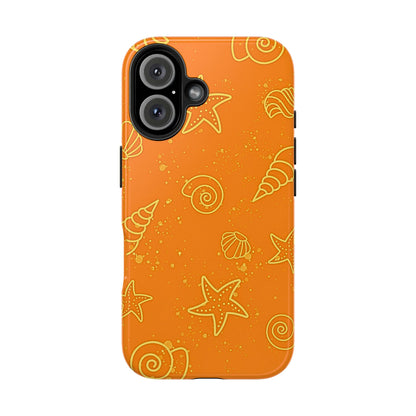 Funda resistente para teléfono con diseño de conchas naranjas | Estética