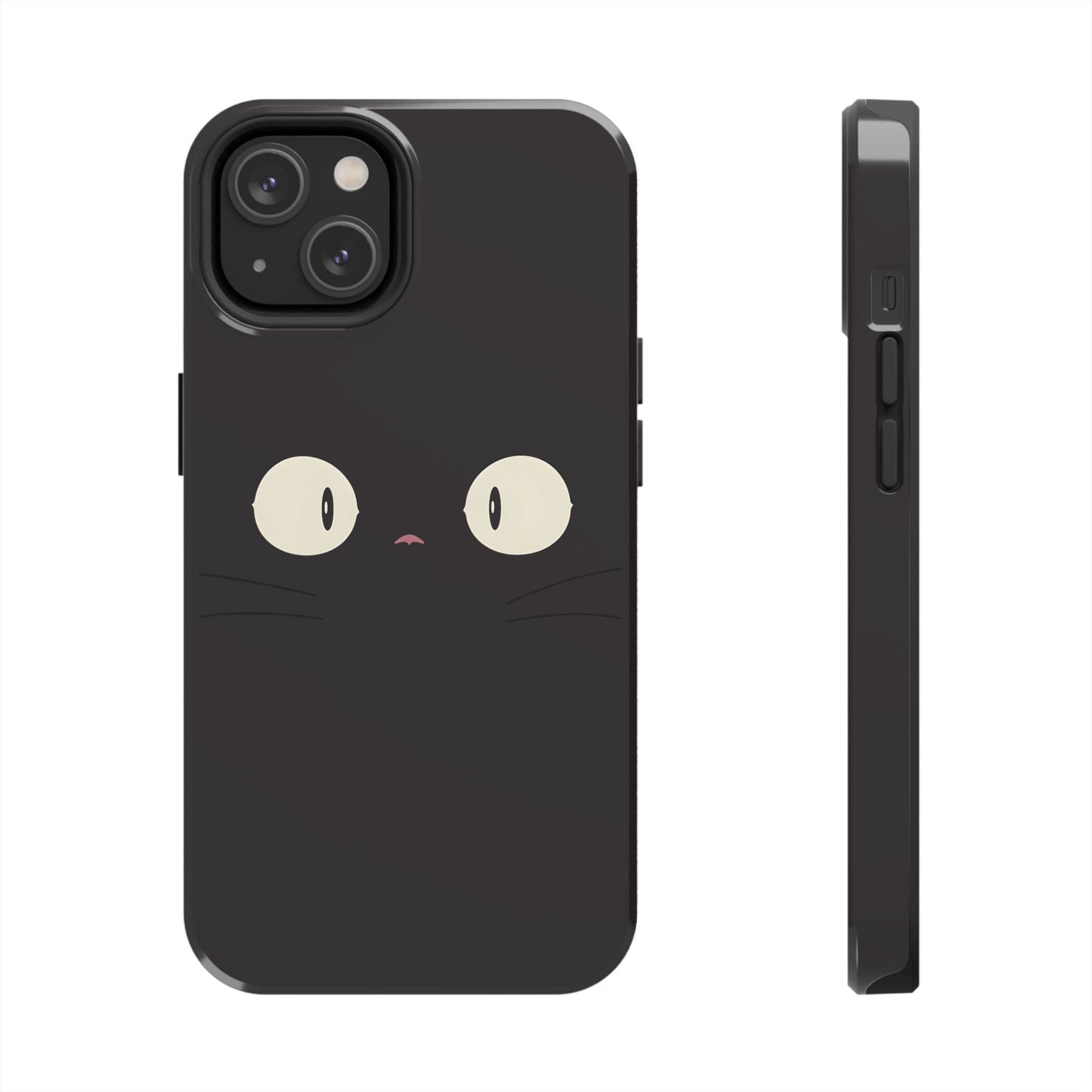 Adorable Black Cat Face and Eyes Minimal Tough Phone Case | Animals