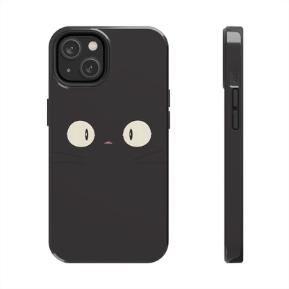 Adorable Black Cat Face and Eyes Minimal Tough Phone Case | Animals