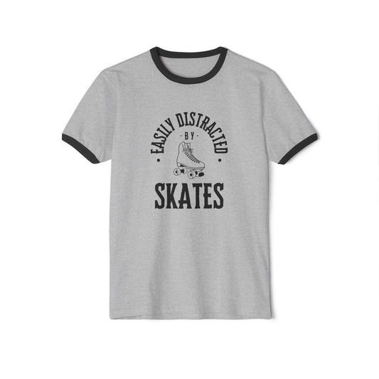 Easily Distracted by Skates Unisex Cotton Ringer T-Shirt