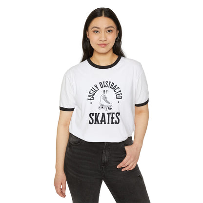 Easily Distracted by Skates Unisex Cotton Ringer T-Shirt