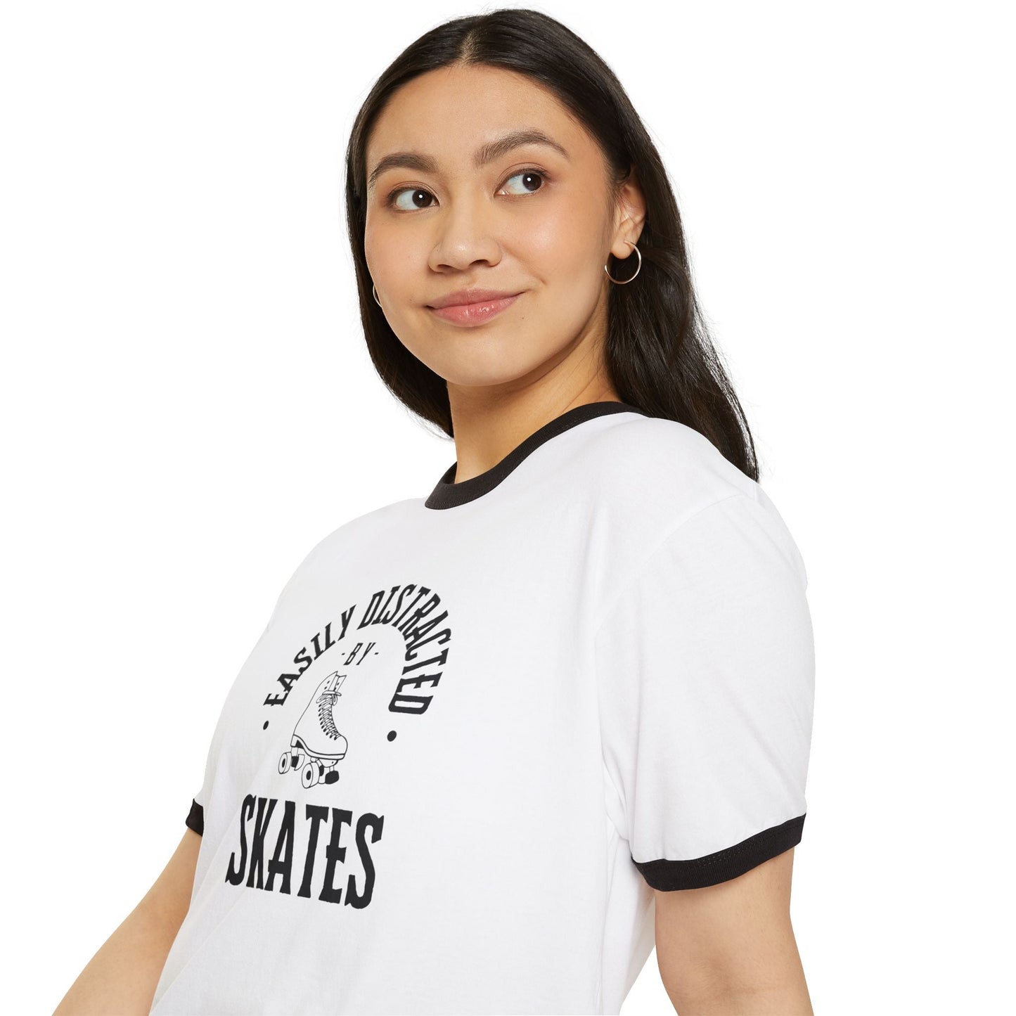 Easily Distracted by Skates Unisex Cotton Ringer T-Shirt