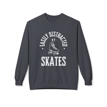 Easily Distracted by Skates Unisex Fleece Crewneck Sweatshirt