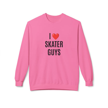 I Love Skater Guys Unisex Fleece Crewneck Sweatshirt