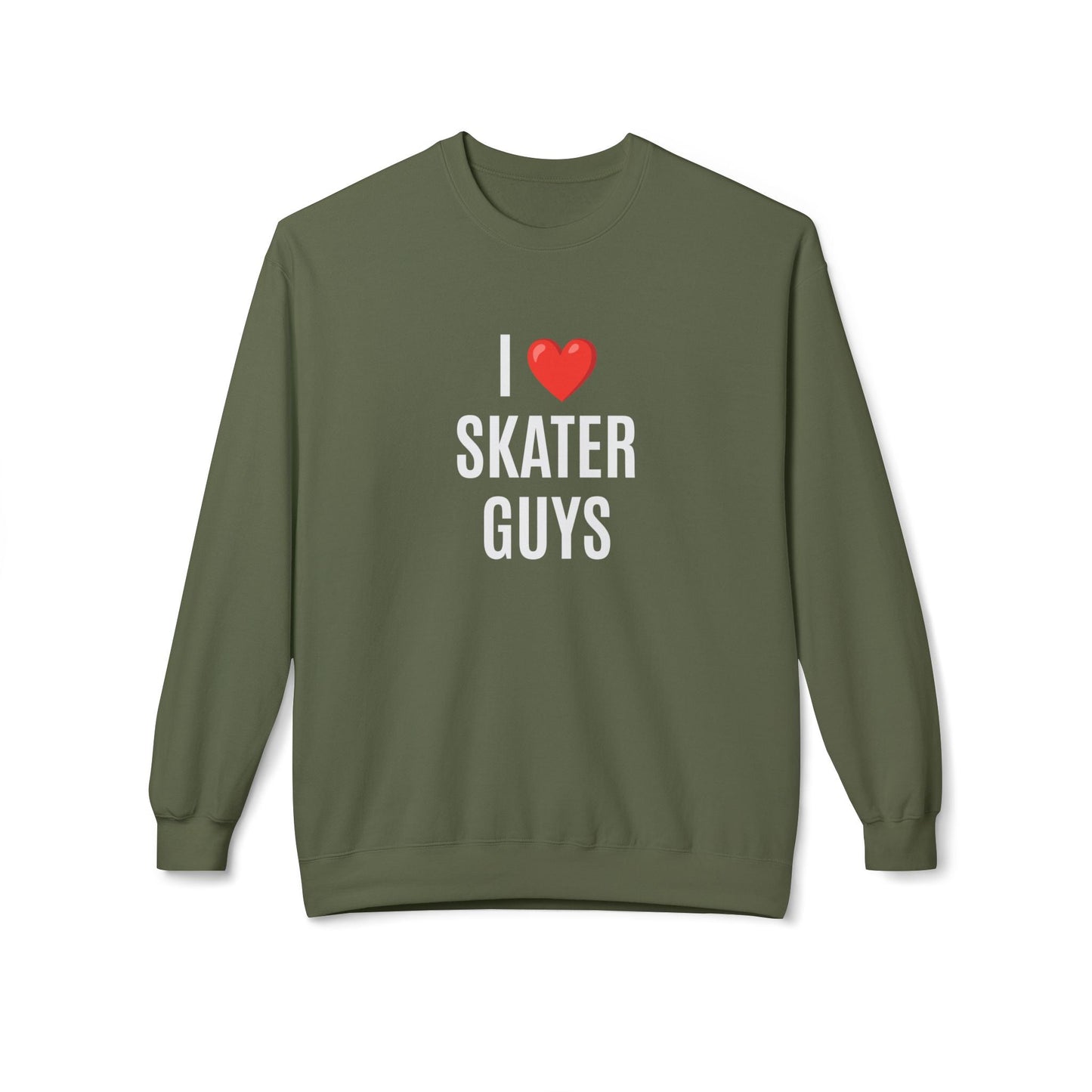 I Love Skater Guys Unisex Fleece Crewneck Sweatshirt