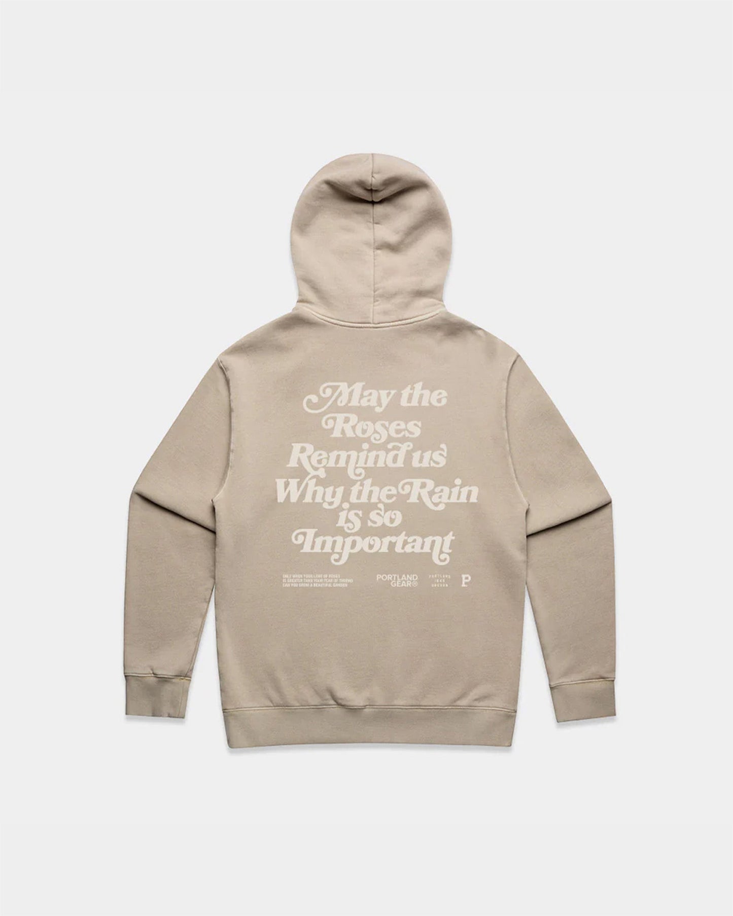 Sueded Slogan Hoodie - Taupe