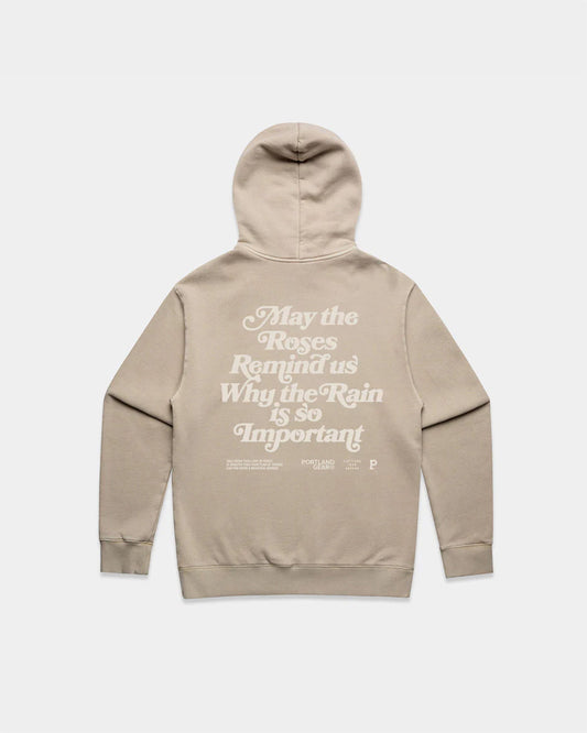 Sueded Slogan Hoodie - Taupe
