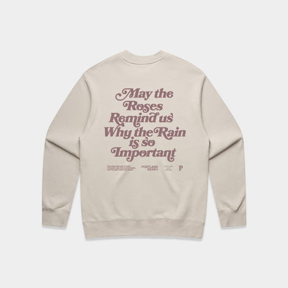 Sueded Slogan Crewneck - Bone
