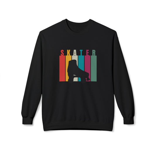Rainbow Stripe Skater Unisex Fleece Crewneck Sweatshirt
