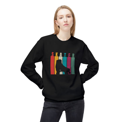 Rainbow Stripe Skater Unisex Fleece Crewneck Sweatshirt