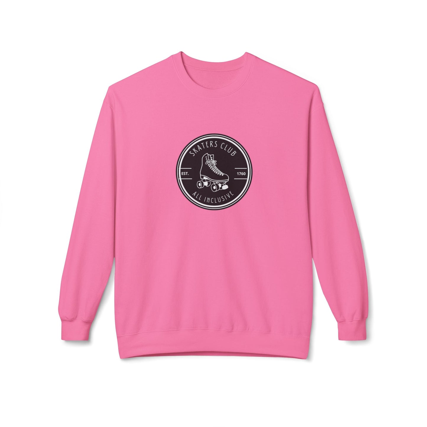 Round Black Skaters Club Unisex Fleece Crewneck Sweatshirt