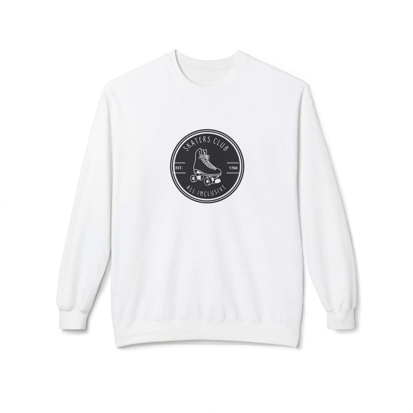 Round Black Skaters Club Unisex Fleece Crewneck Sweatshirt