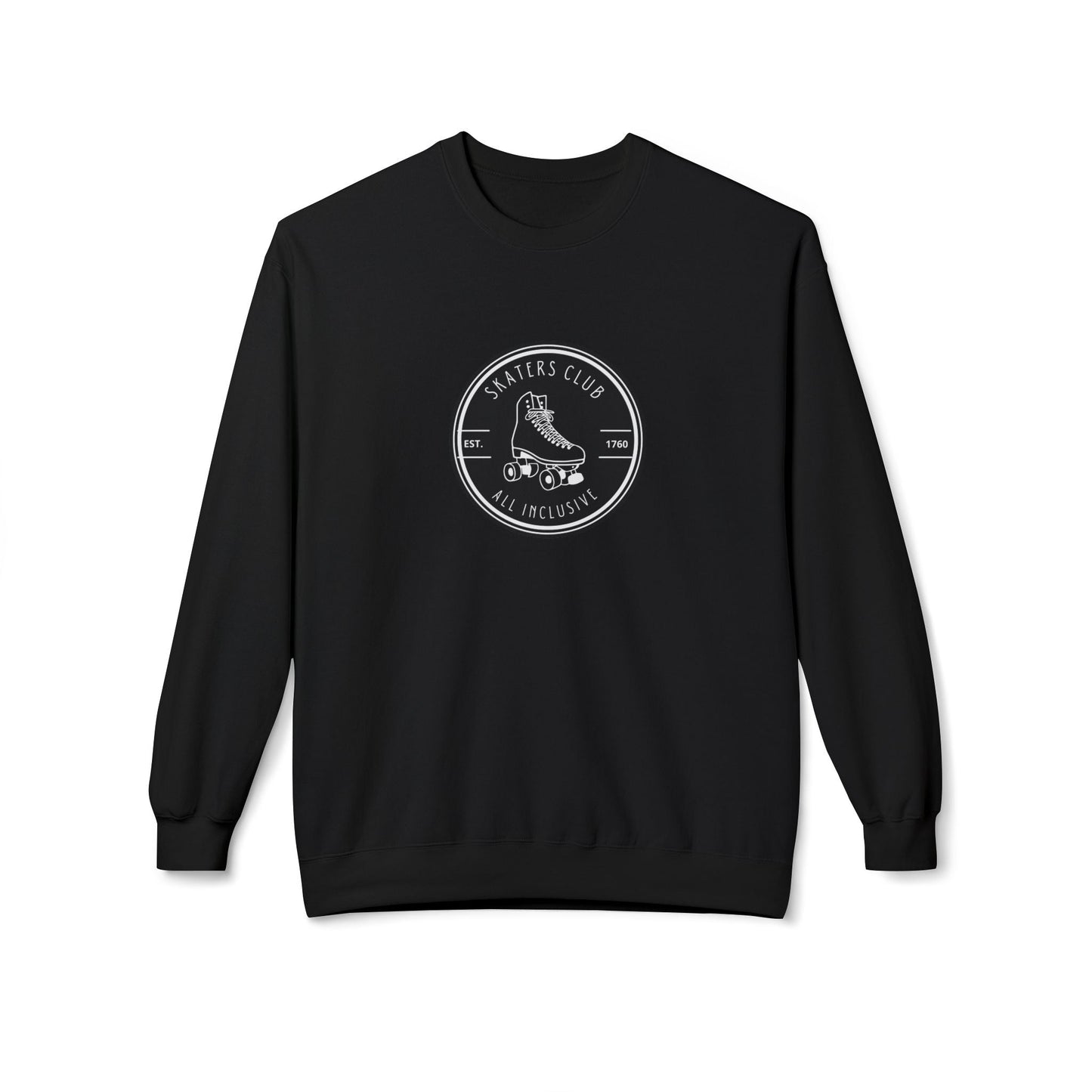 Round Black Skaters Club Unisex Fleece Crewneck Sweatshirt