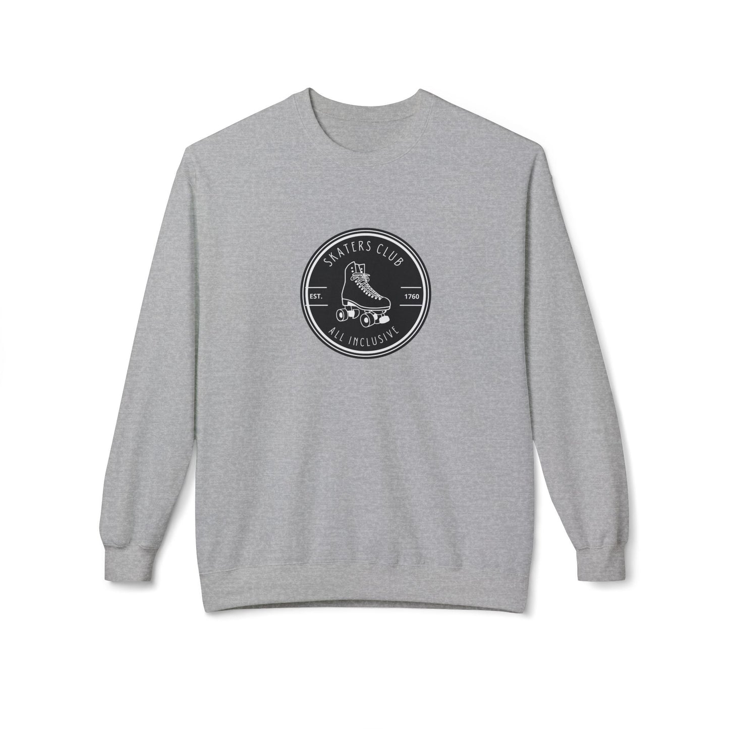 Round Black Skaters Club Unisex Fleece Crewneck Sweatshirt