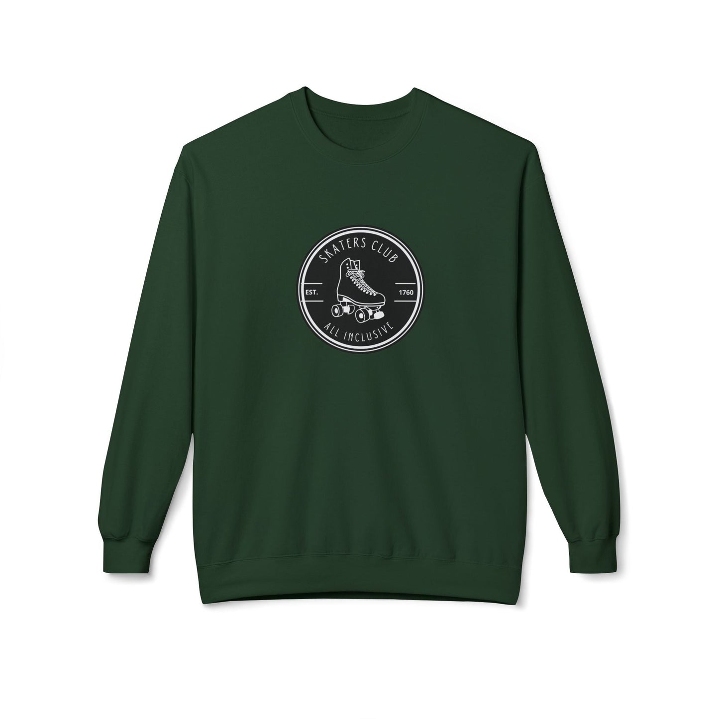 Round Black Skaters Club Unisex Fleece Crewneck Sweatshirt