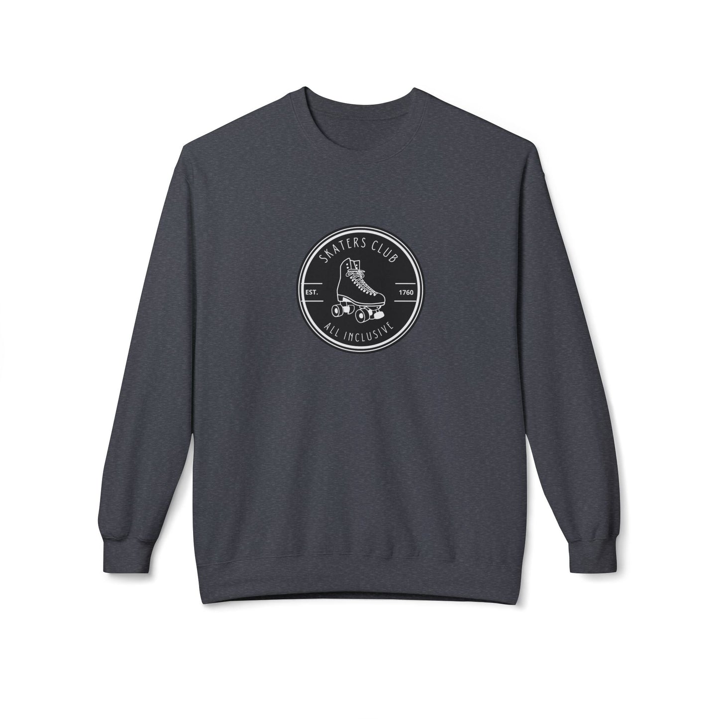 Round Black Skaters Club Unisex Fleece Crewneck Sweatshirt