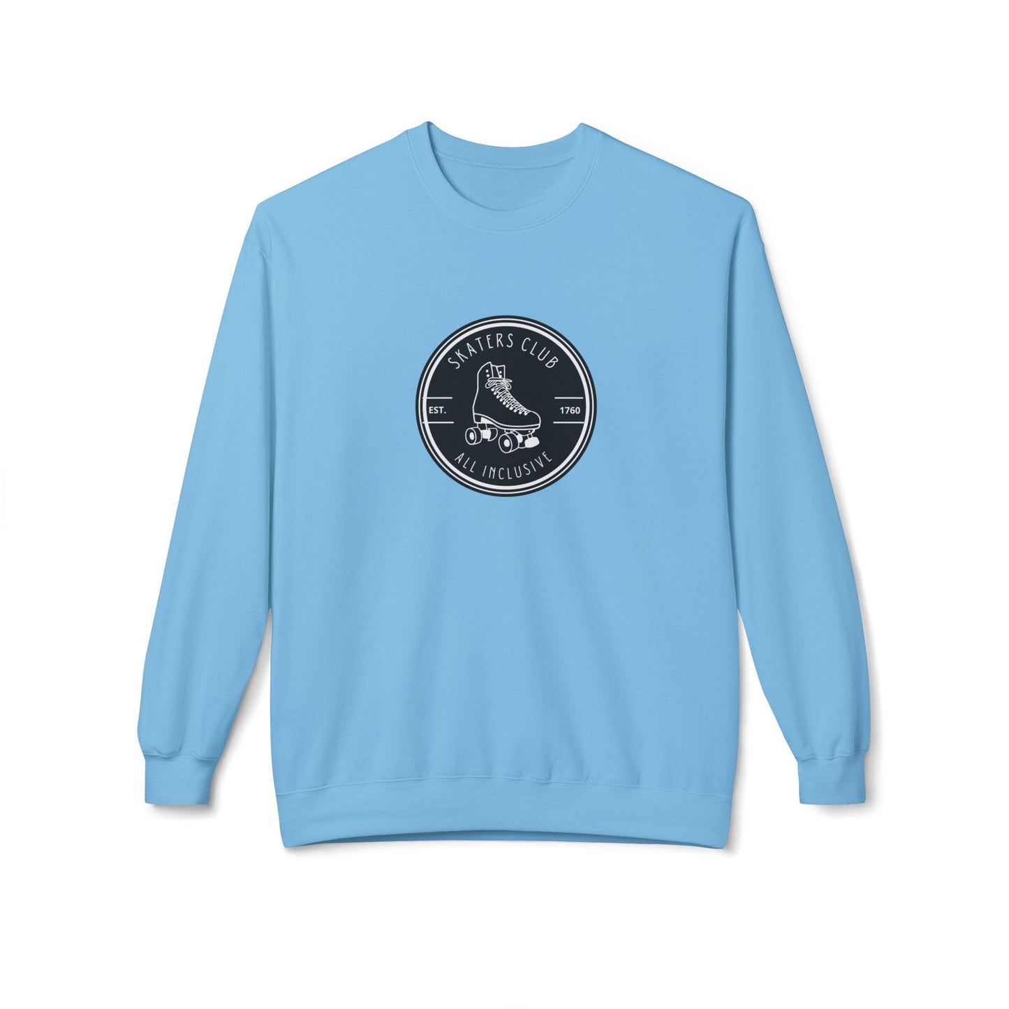Round Black Skaters Club Unisex Fleece Crewneck Sweatshirt