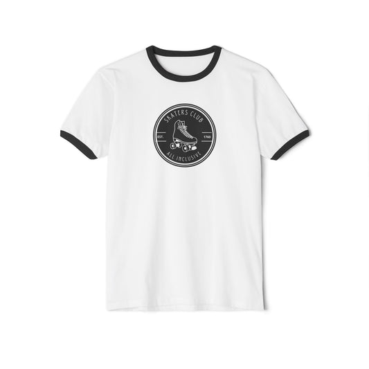 Round Black White Skaters Club Unisex Cotton Ringer T-Shirt