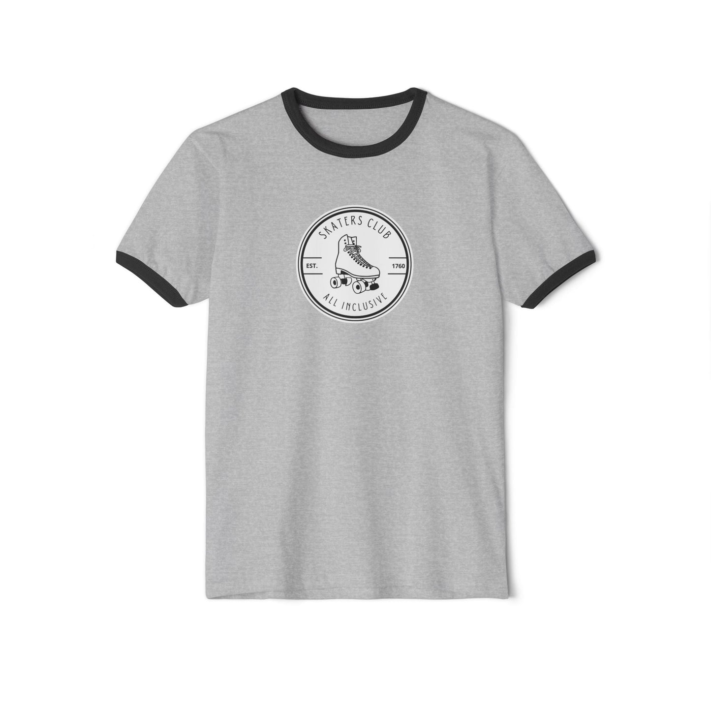 Round White Skaters Club Unisex Cotton Ringer T-Shirt
