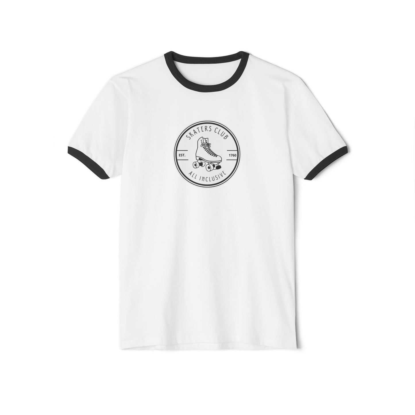 Round White Skaters Club Unisex Cotton Ringer T-Shirt