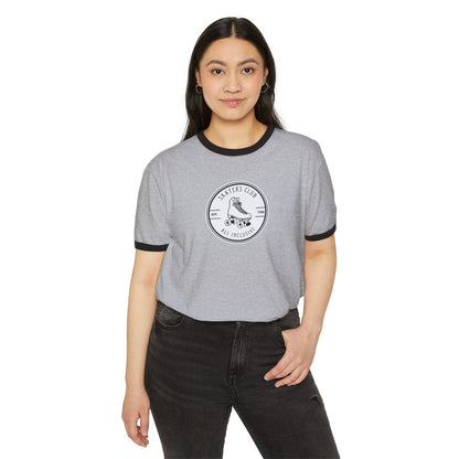 Round White Skaters Club Unisex Cotton Ringer T-Shirt