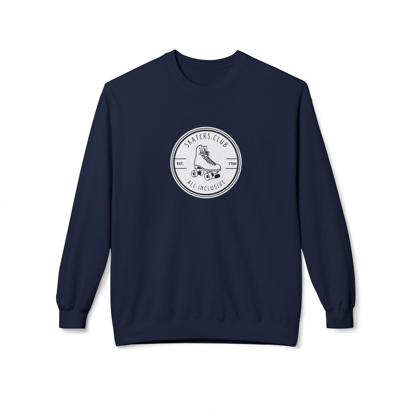 Round White Skaters Club Unisex Fleece Crewneck Sweatshirt