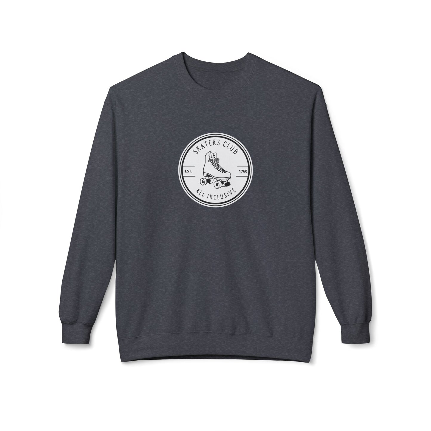 Round White Skaters Club Unisex Fleece Crewneck Sweatshirt