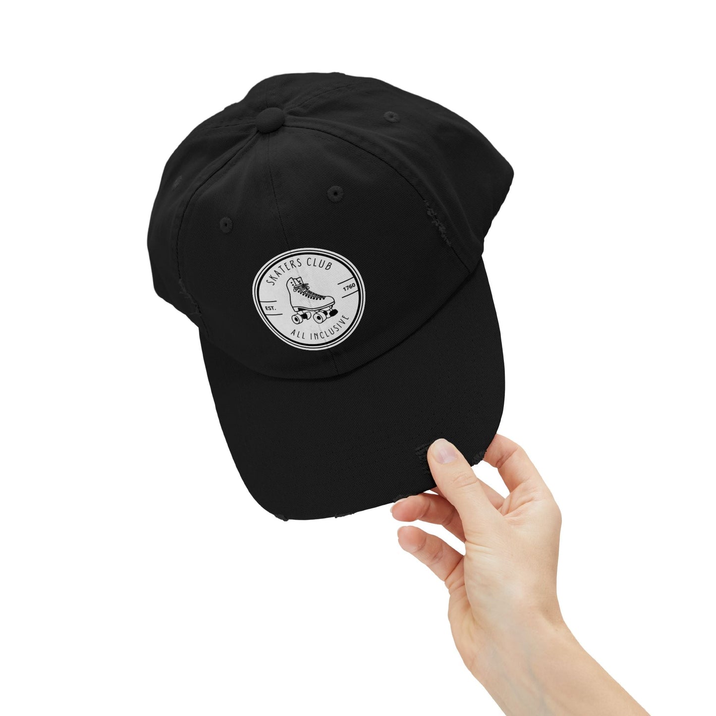 White Skaters Club Distressed Cap