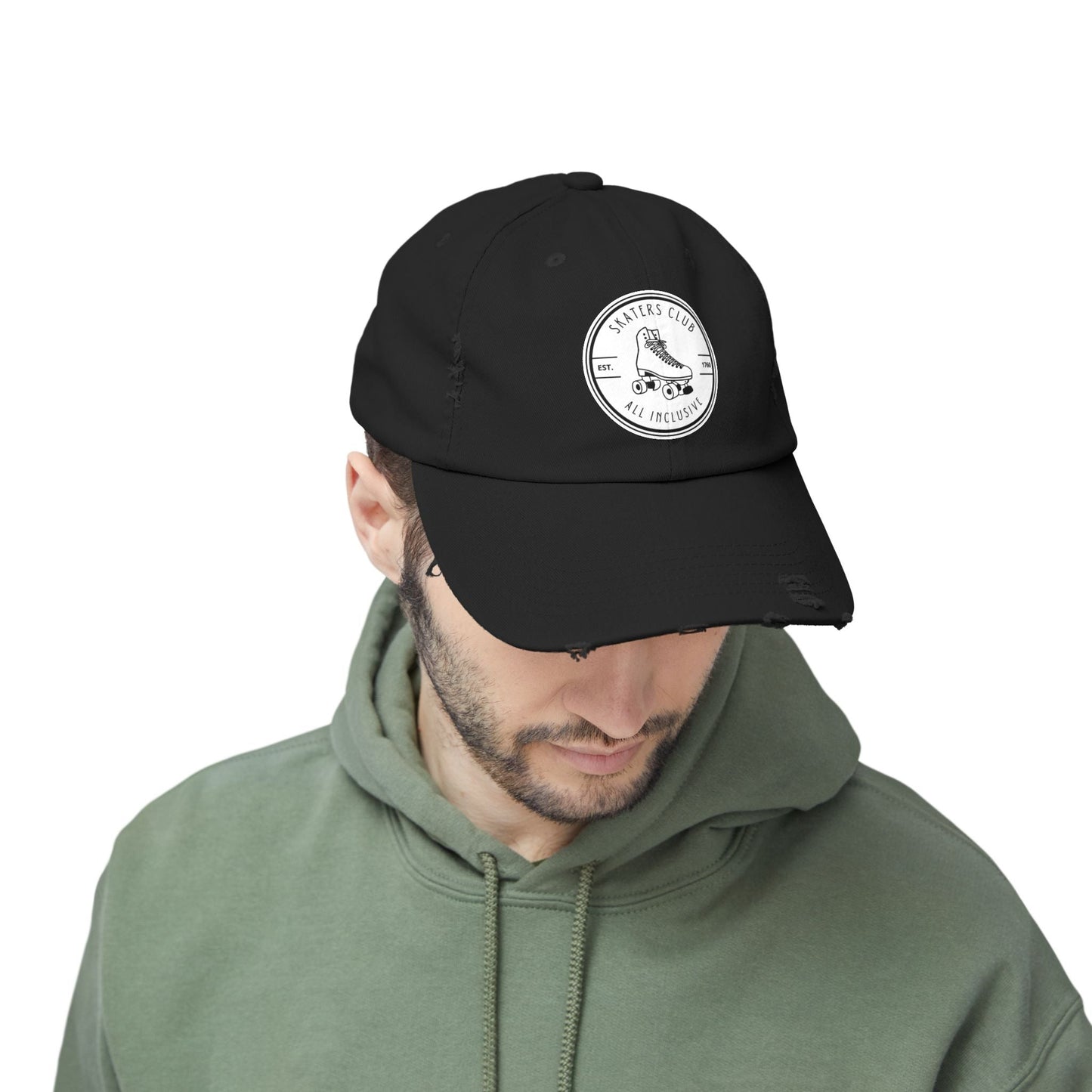 White Skaters Club Distressed Cap