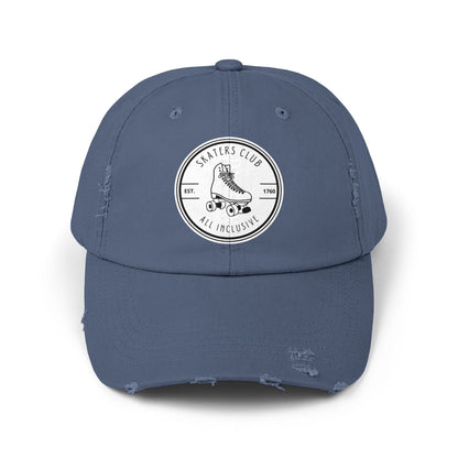 White Skaters Club Distressed Cap
