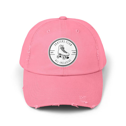 White Skaters Club Distressed Cap