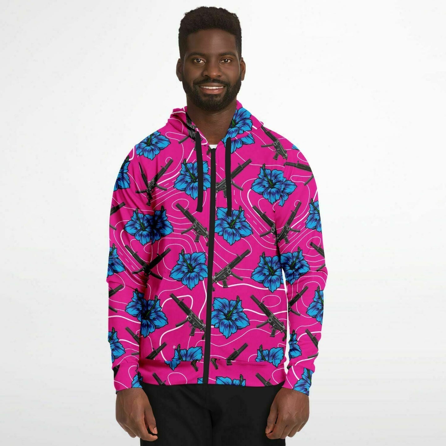 Rad Palm High Capacity Hibiscus Zip Up Hoodie