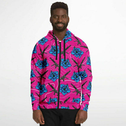 Rad Palm High Capacity Hibiscus Zip Up Hoodie