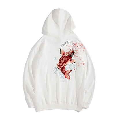 KH9197 Red Koi Embroidery Hoodie