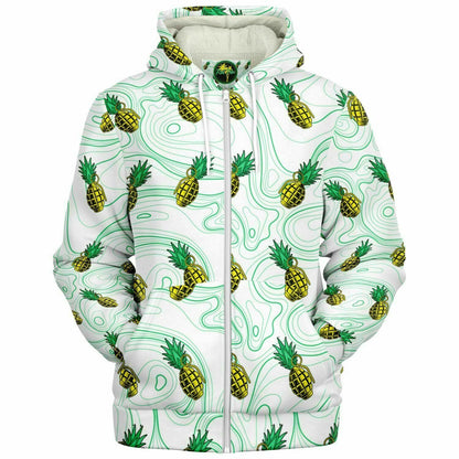 Rad Palm Pineapple Death White Fleece Lined Hoodie