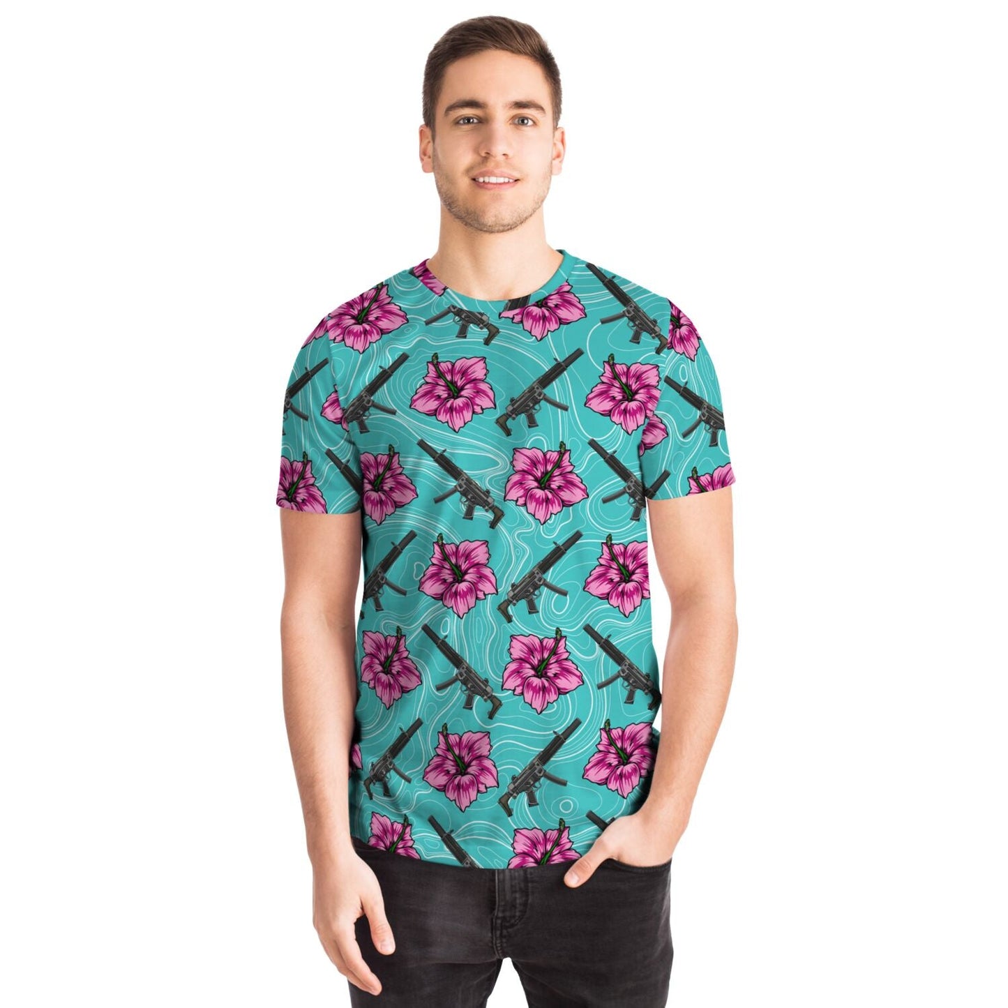 Rad Palm High Capacity Hibiscus Teal Unisex T-Shirt