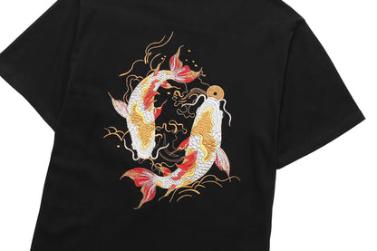 KH852 Golden Koi Fish Embroidery Tee