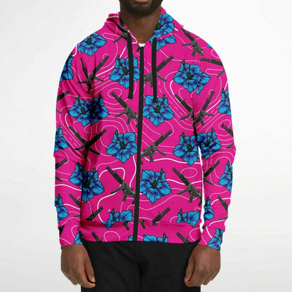 Rad Palm High Capacity Hibiscus Zip Up Hoodie