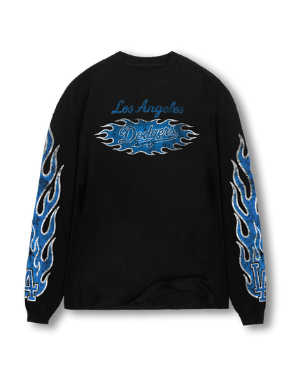 Black - Blue Flame Long Sleeve