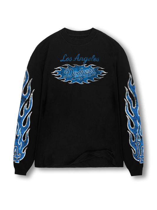 Black - Blue Flame Long Sleeve