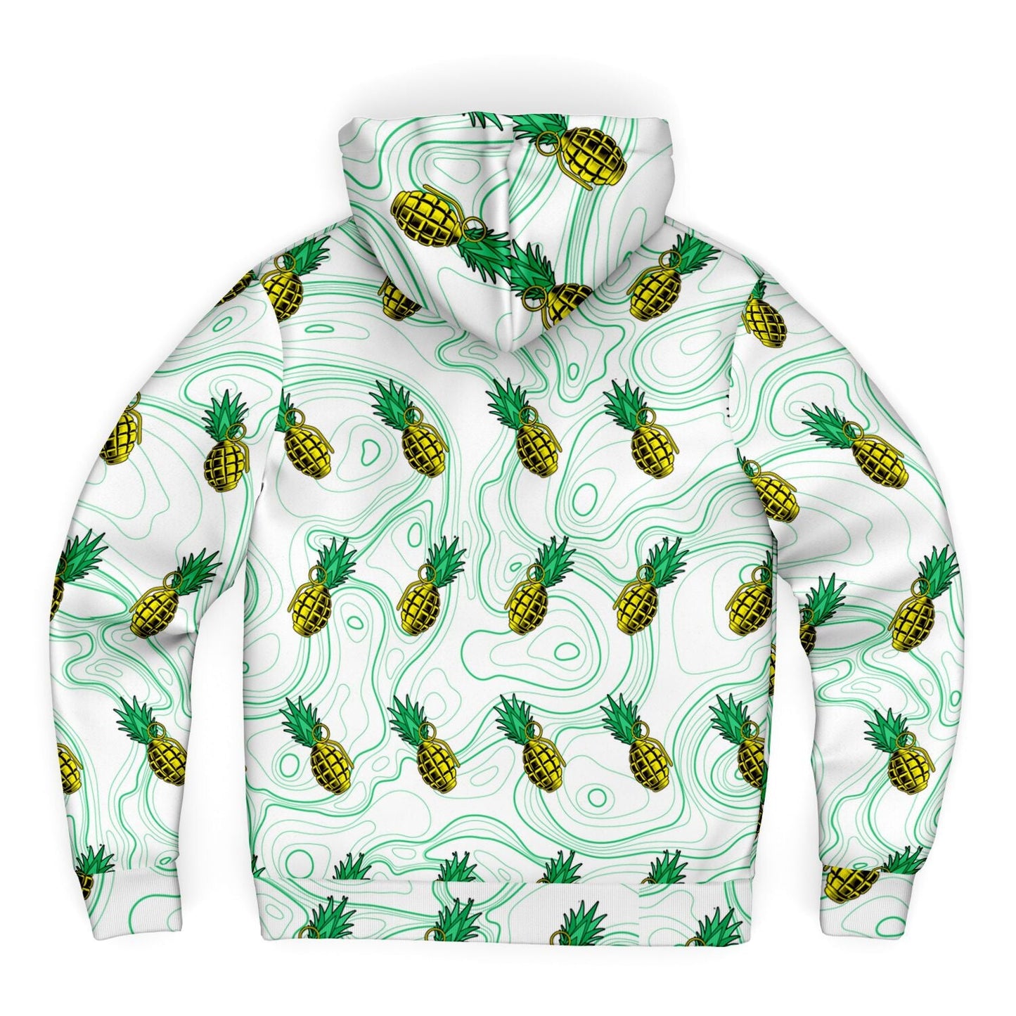 Rad Palm Pineapple Death White Fleece Lined Hoodie