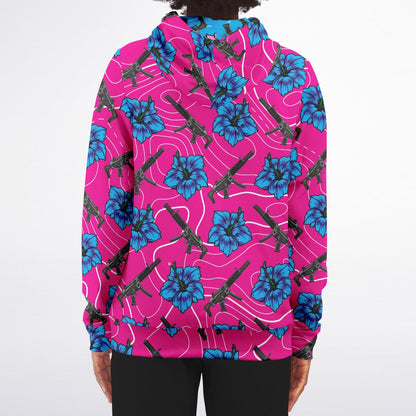 Rad Palm High Capacity Hibiscus Zip Up Hoodie