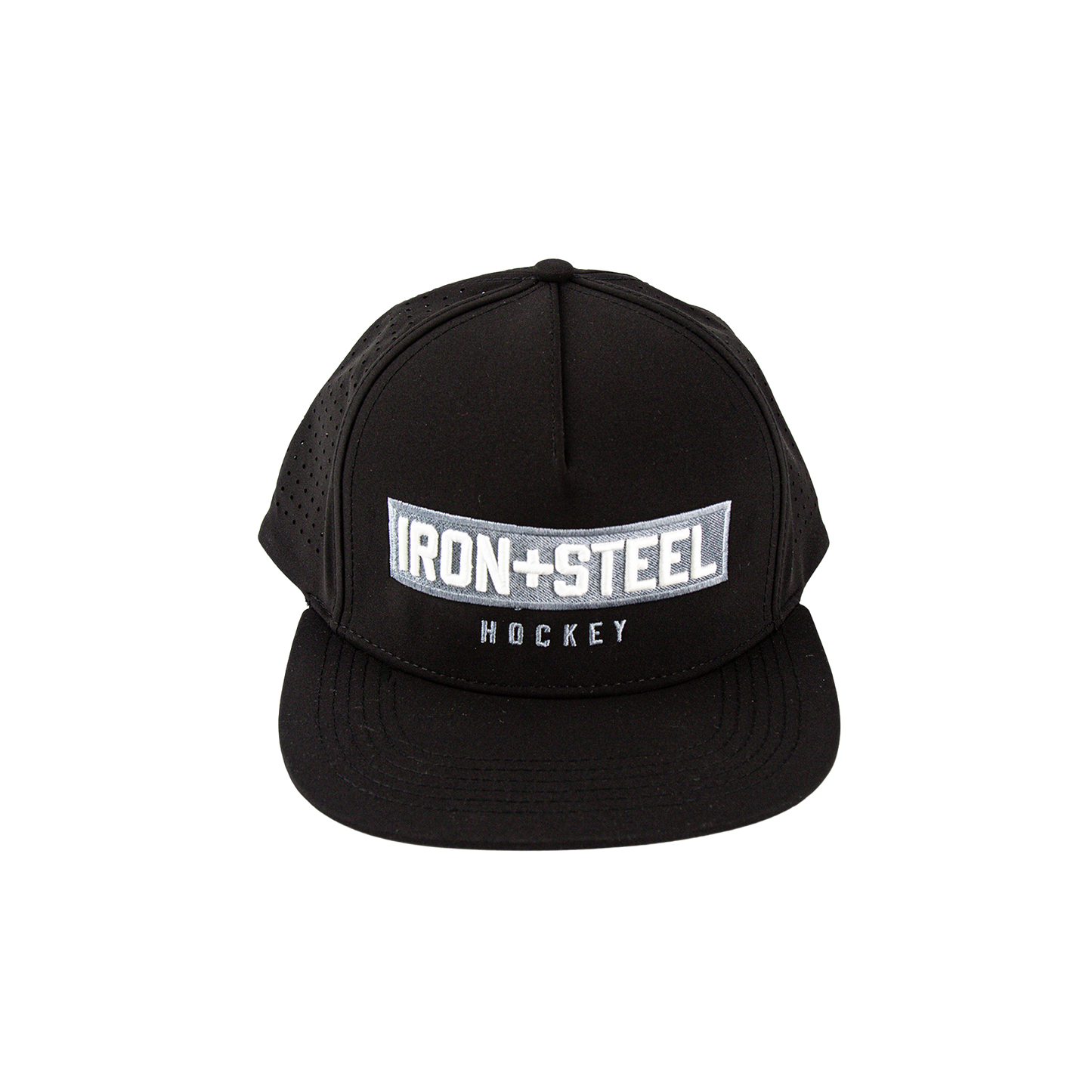 Iron+Steel Plate Snapback Hat - Black
