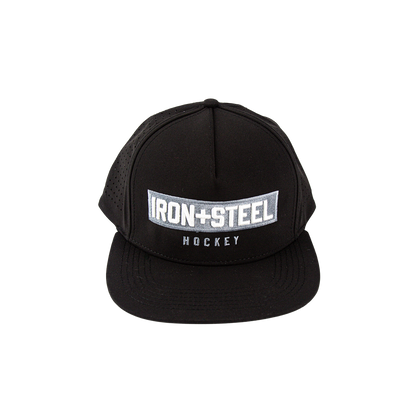 Iron+Steel Plate Snapback Hat - Black