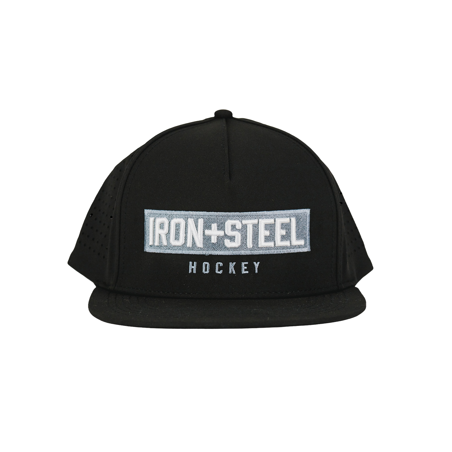 Iron+Steel Plate Snapback Hat - Black
