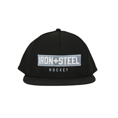 Iron+Steel Plate Snapback Hat - Black