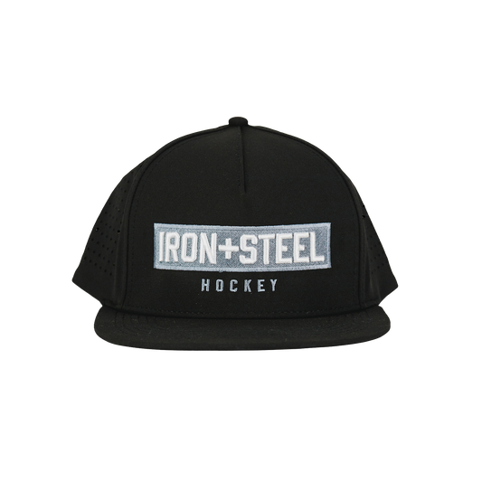 Iron+Steel Plate Snapback Hat - Black