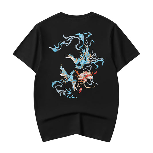 KH606 Blue Phoenix Embroidery Tee
